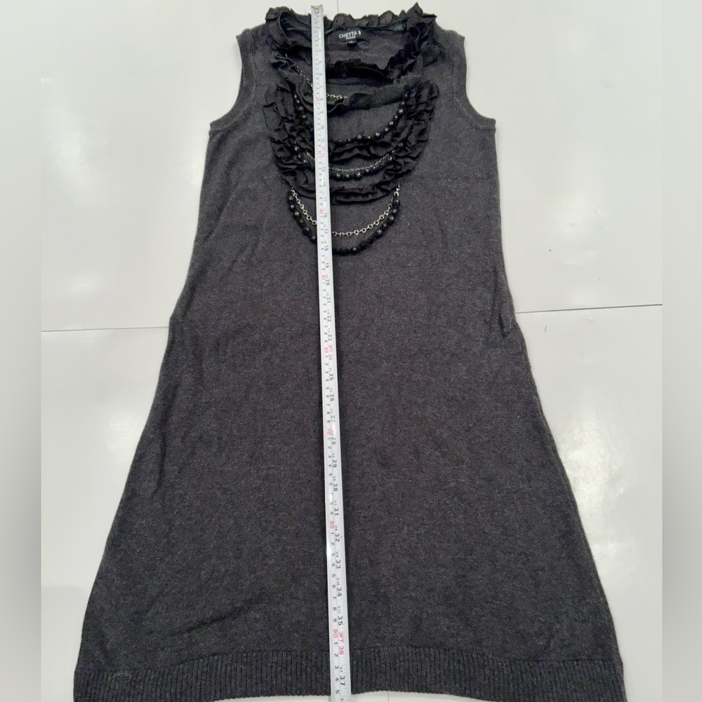Chetta B  detailed front sweater knit dress charcoal grey - Picture 6 of 10